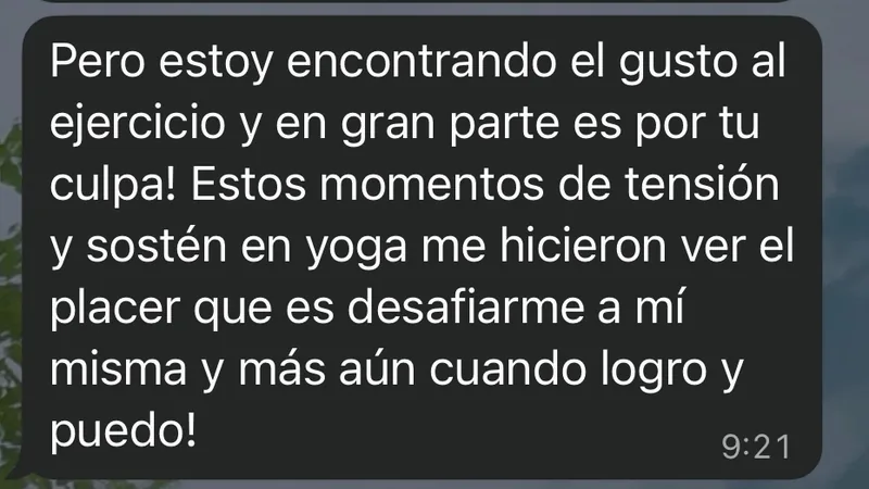 Mensaje de WhatsApp: encontró el gusto al ejercicio y el placer de desafiarse a sí misma
