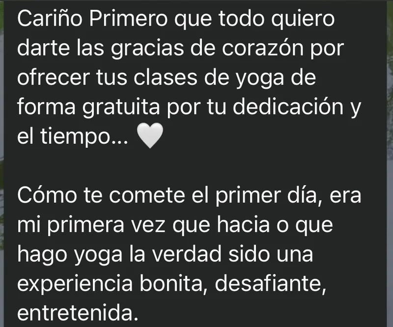 Mensaje de WhatsApp: agradece las clases gratuitas, la dedicación y el tiempo