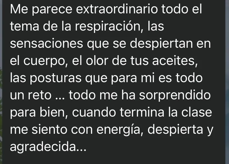 Mensaje de WhatsApp: era su primera vez haciendo yoga: una experiencia bonita, desafiante y entretenida