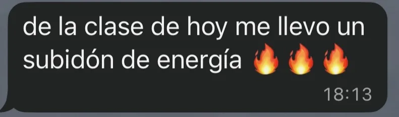 Mensaje de WhatsApp: de la clase se lleva un subidón de energía