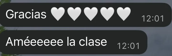 Mensaje de WhatsApp: amó la clase